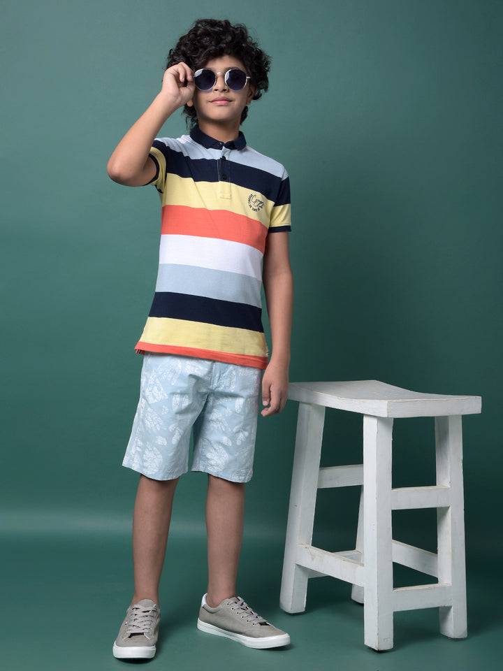 Blue Printed 100% Cotton Shorts-Boys Shorts-Crimsoune Club
