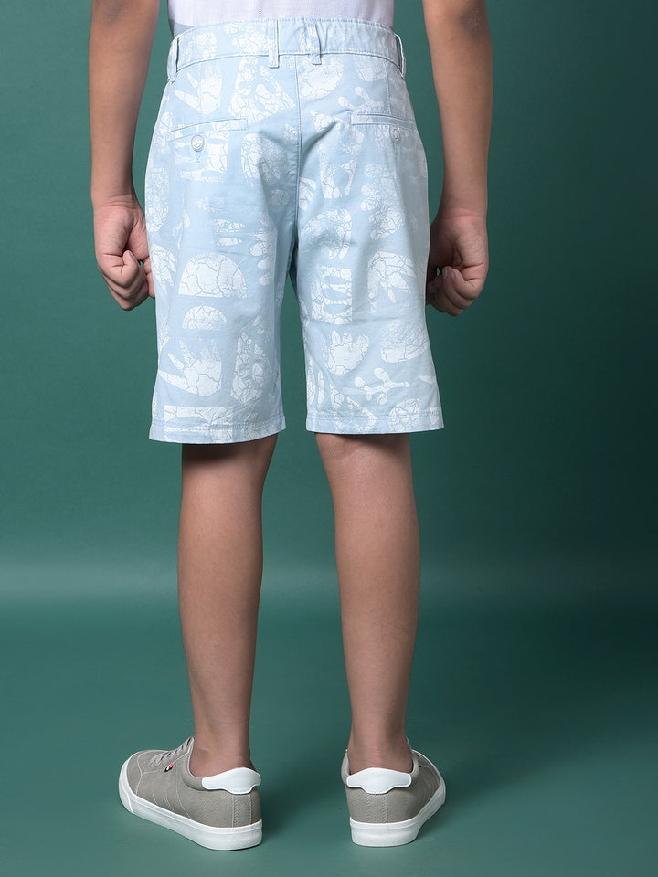 Blue Printed 100% Cotton Shorts-Boys Shorts-Crimsoune Club