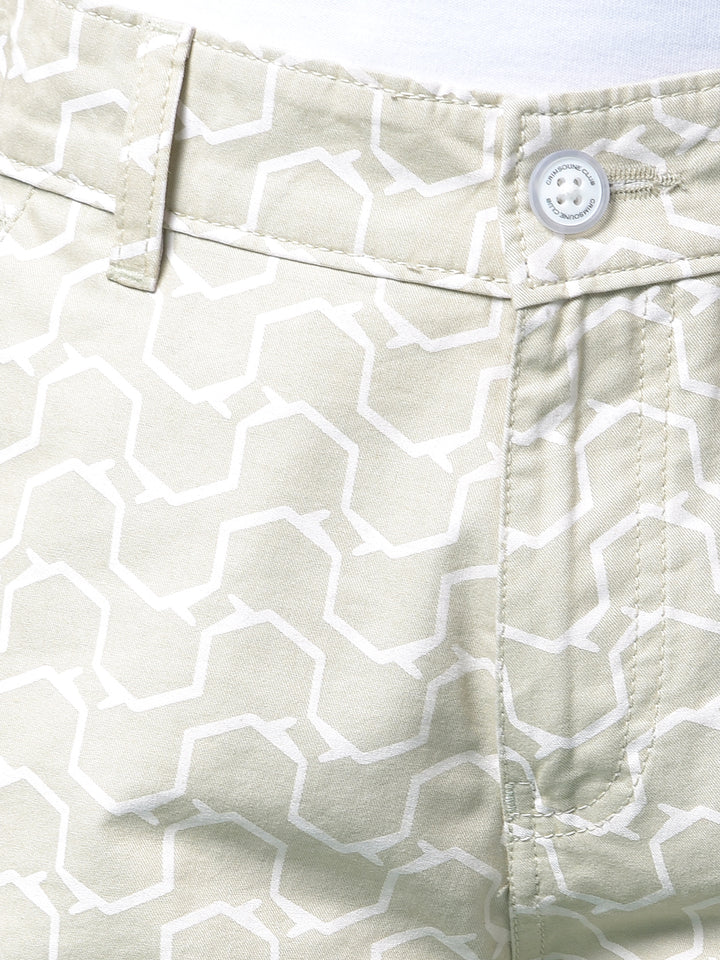 Olive Printed 100% Cotton Shorts-Boys Shorts-Crimsoune Club