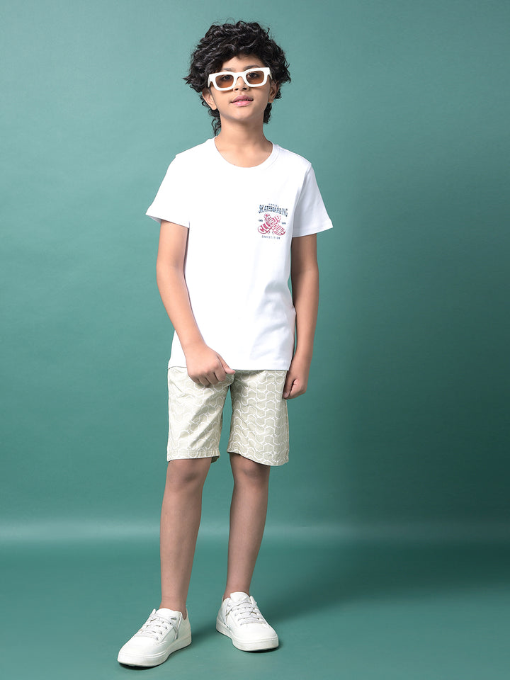 Olive Printed 100% Cotton Shorts-Boys Shorts-Crimsoune Club
