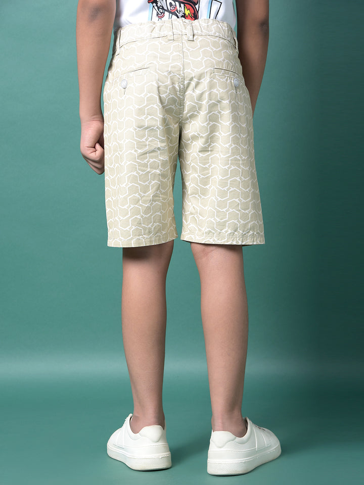 Olive Printed 100% Cotton Shorts-Boys Shorts-Crimsoune Club
