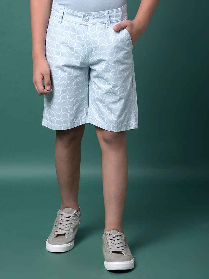Blue Printed 100% Cotton Shorts-Boys Shorts-Crimsoune Club