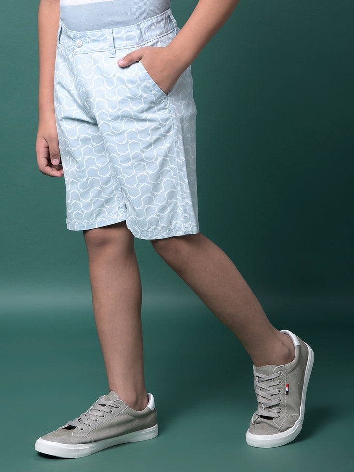 Blue Printed 100% Cotton Shorts-Boys Shorts-Crimsoune Club