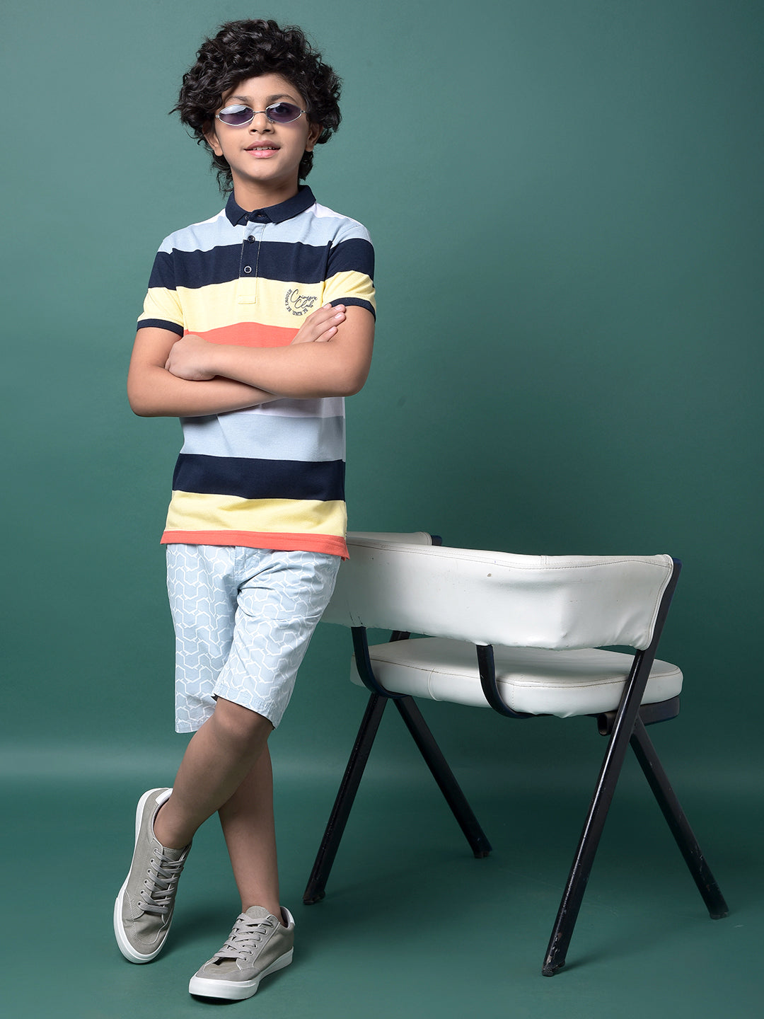Blue Printed 100% Cotton Shorts-Boys Shorts-Crimsoune Club