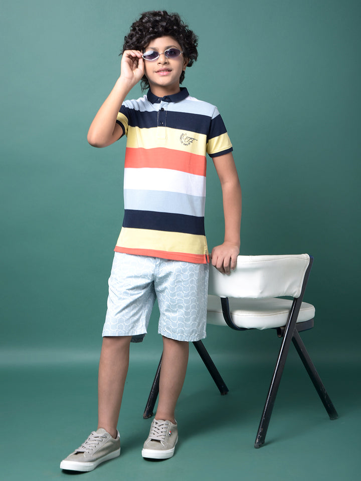 Blue Printed 100% Cotton Shorts-Boys Shorts-Crimsoune Club