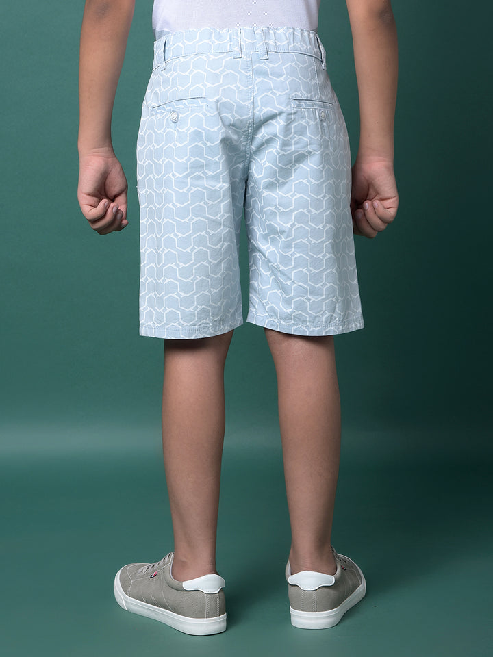 Blue Printed 100% Cotton Shorts-Boys Shorts-Crimsoune Club