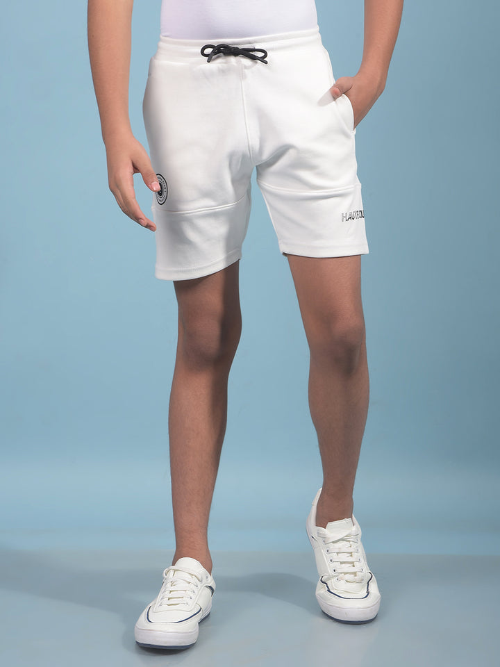 White Cotton Shorts-Boys Shorts-Crimsoune Club
