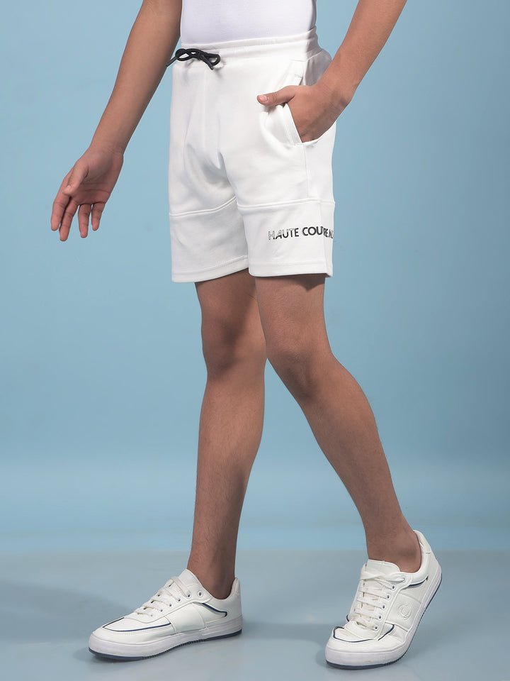 White Cotton Shorts-Boys Shorts-Crimsoune Club