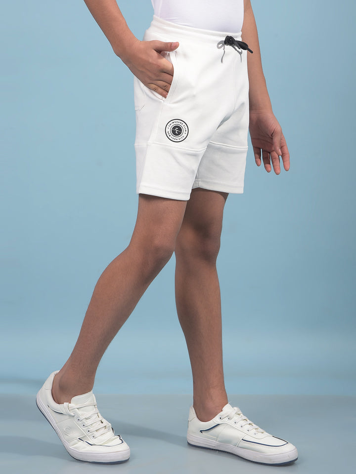 White Cotton Shorts-Boys Shorts-Crimsoune Club