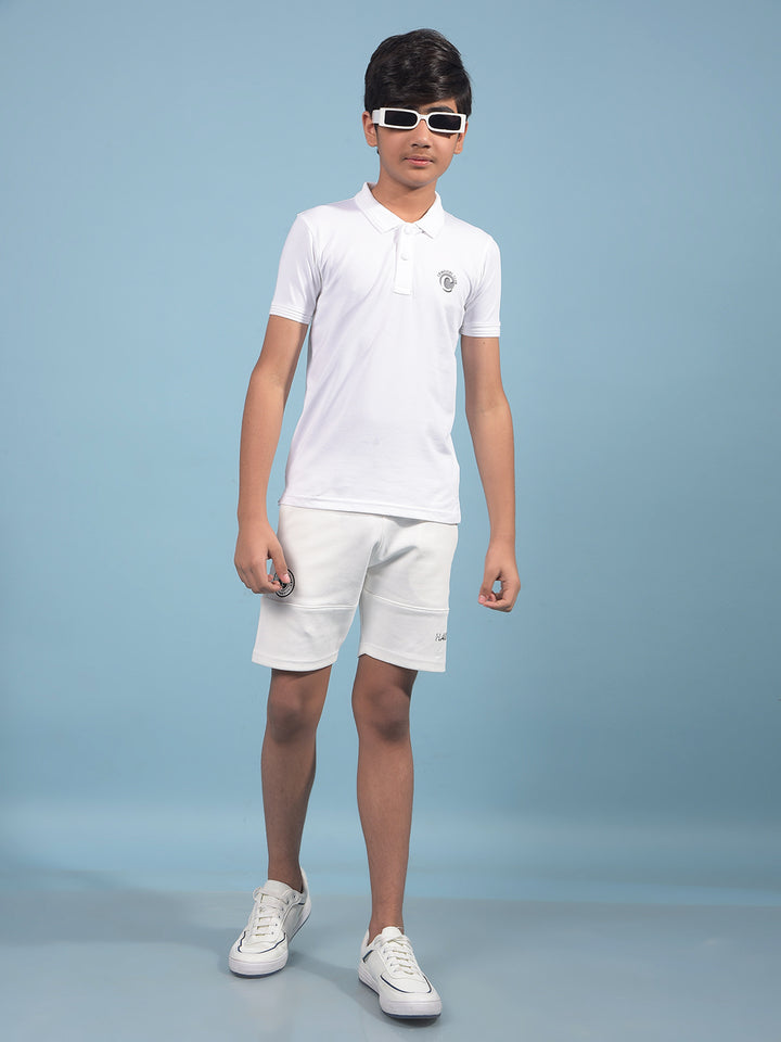 White Cotton Shorts-Boys Shorts-Crimsoune Club