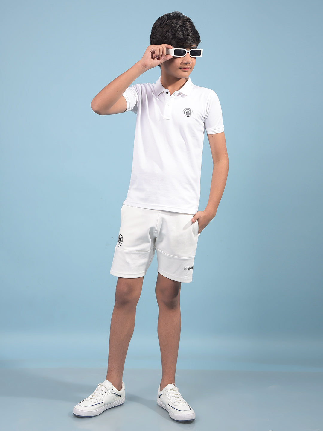 White Cotton Shorts-Boys Shorts-Crimsoune Club