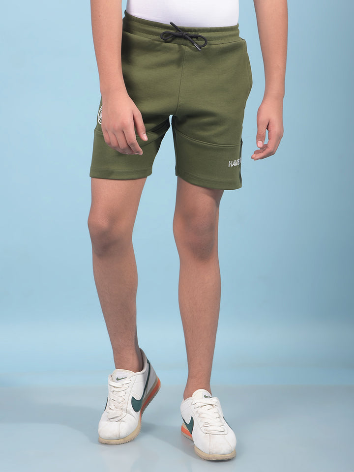 Green Cotton Shorts-Boys Shorts-Crimsoune Club