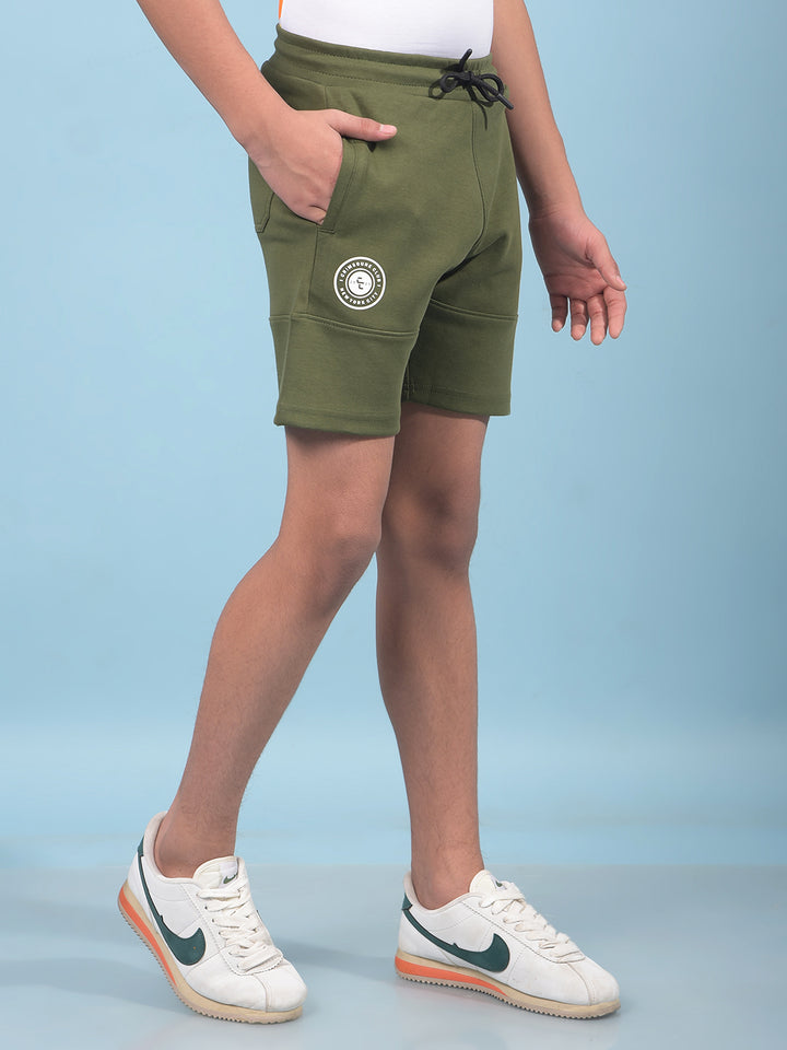 Green Cotton Shorts-Boys Shorts-Crimsoune Club