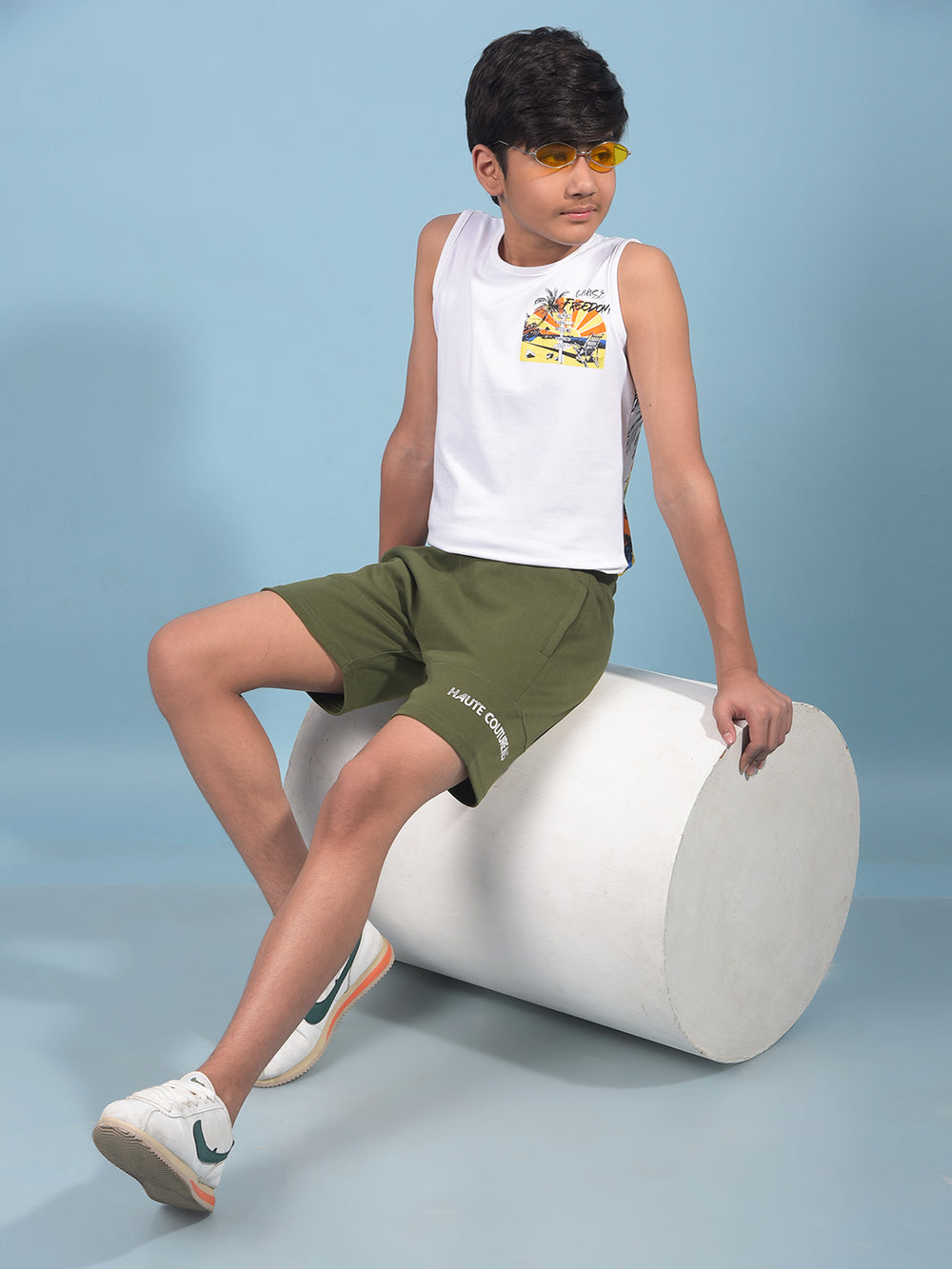 Green Cotton Shorts-Boys Shorts-Crimsoune Club