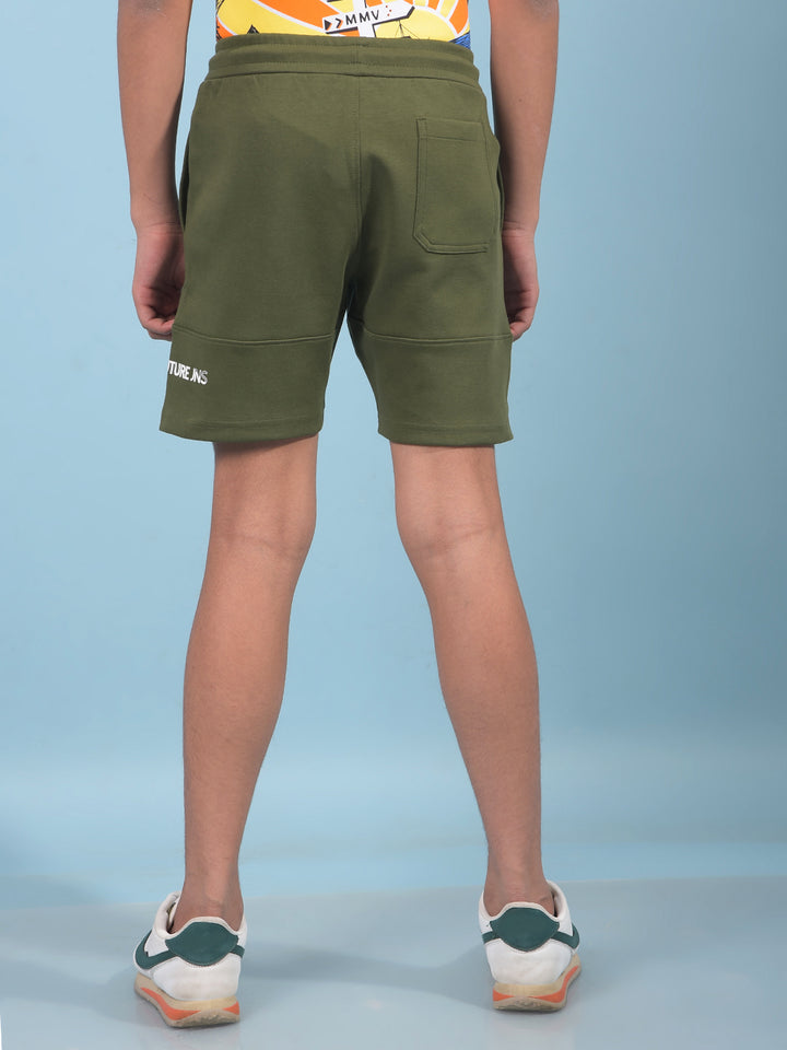 Green Cotton Shorts-Boys Shorts-Crimsoune Club