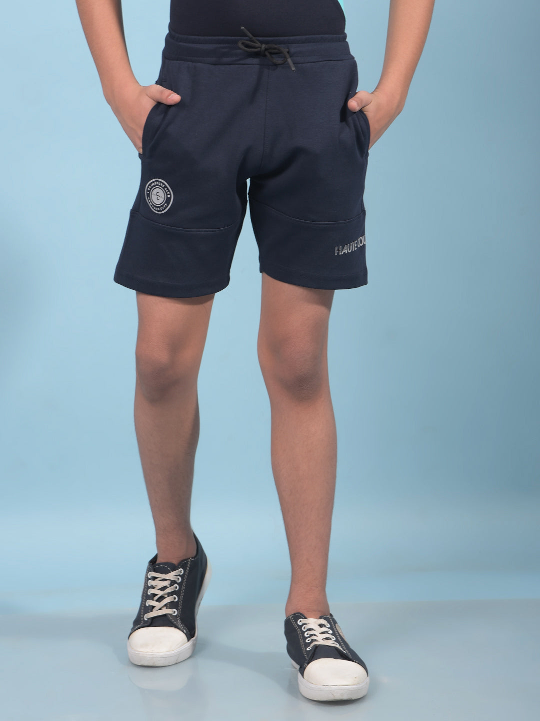 Navy Blue Cotton Shorts-Boys Shorts-Crimsoune Club