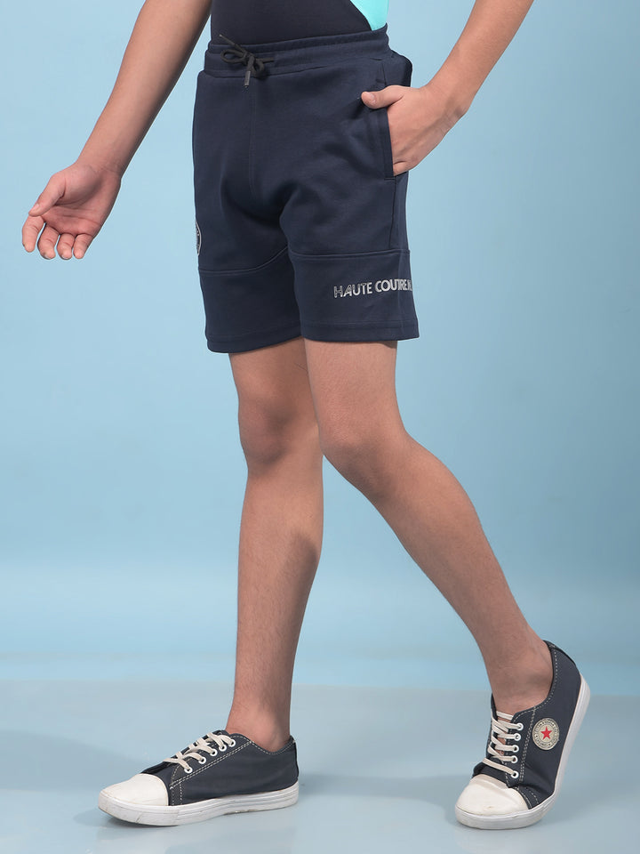 Navy Blue Cotton Shorts-Boys Shorts-Crimsoune Club
