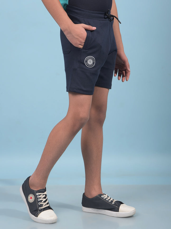 Navy Blue Cotton Shorts-Boys Shorts-Crimsoune Club