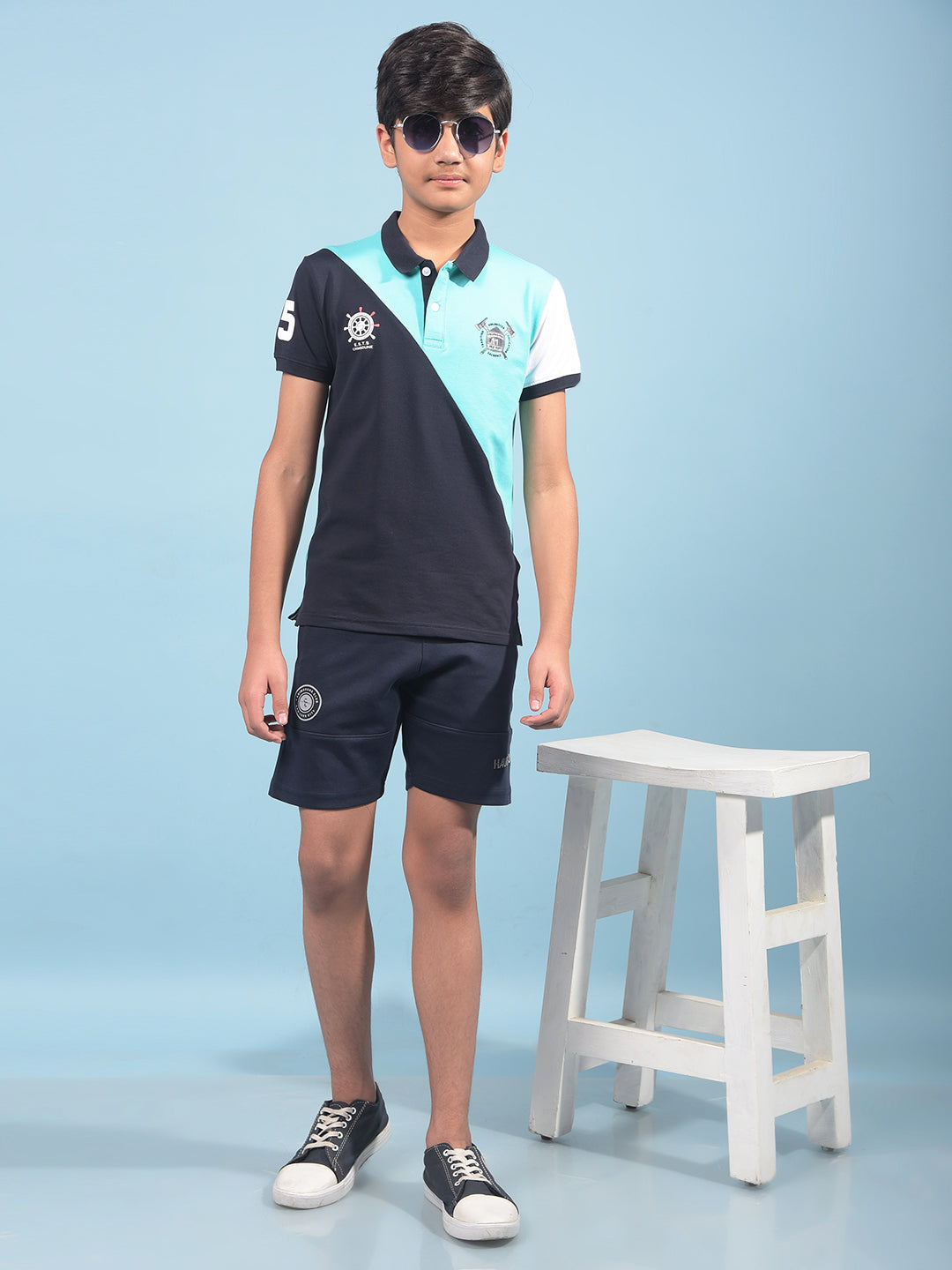 Navy Blue Cotton Shorts-Boys Shorts-Crimsoune Club