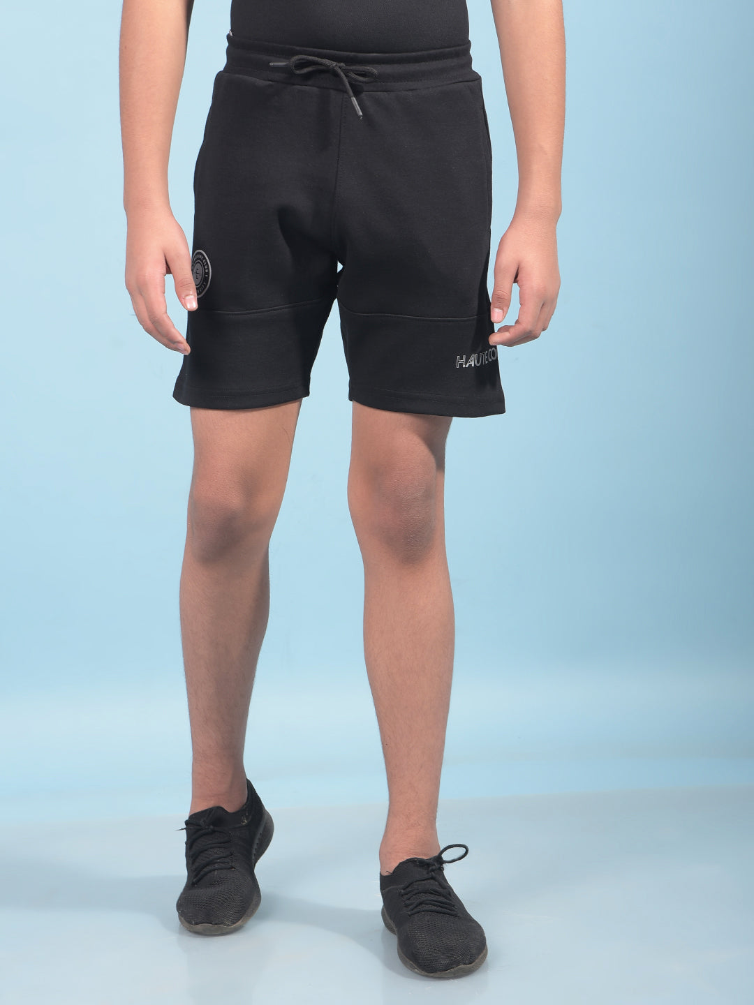 Black Cotton Shorts-Boys Shorts-Crimsoune Club