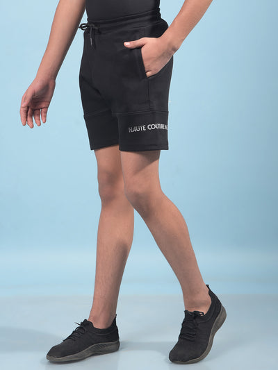 Black Cotton Shorts-Boys Shorts-Crimsoune Club