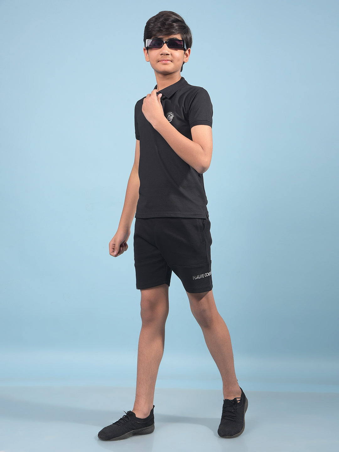 Black Cotton Shorts-Boys Shorts-Crimsoune Club