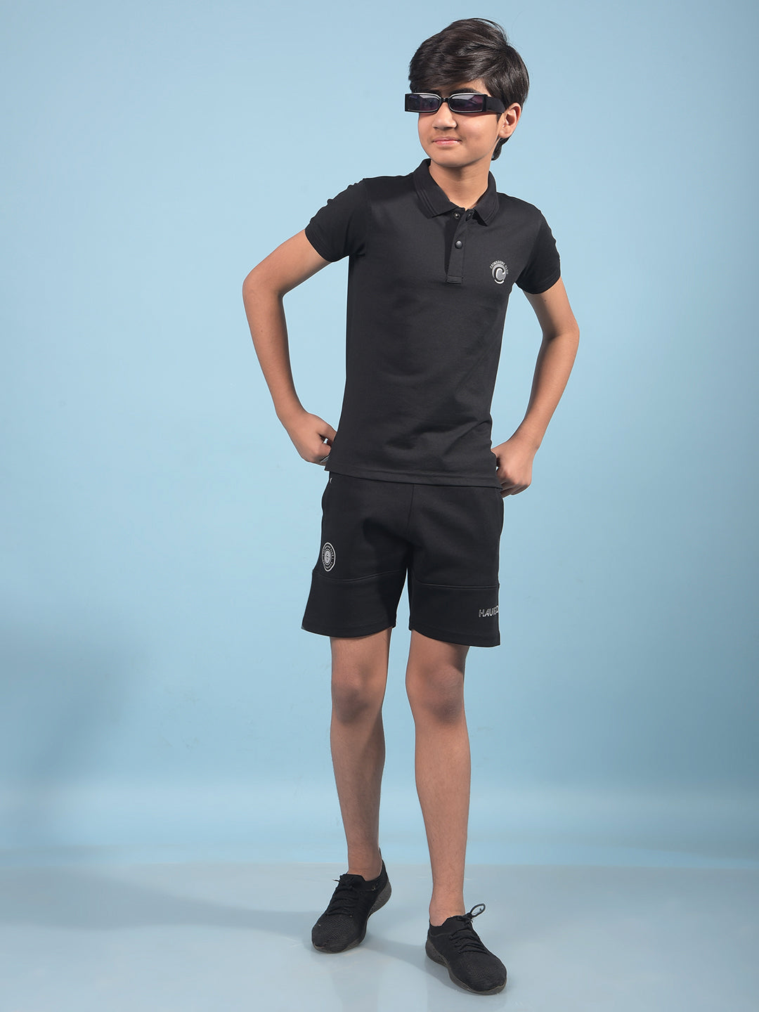 Black Cotton Shorts-Boys Shorts-Crimsoune Club