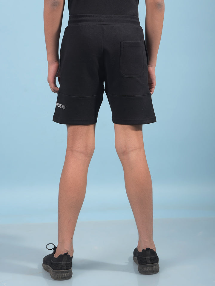 Black Cotton Shorts-Boys Shorts-Crimsoune Club