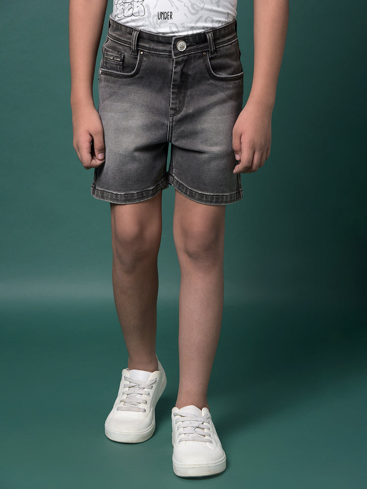 Grey Denim Shorts-Boys Shorts-Crimsoune Club