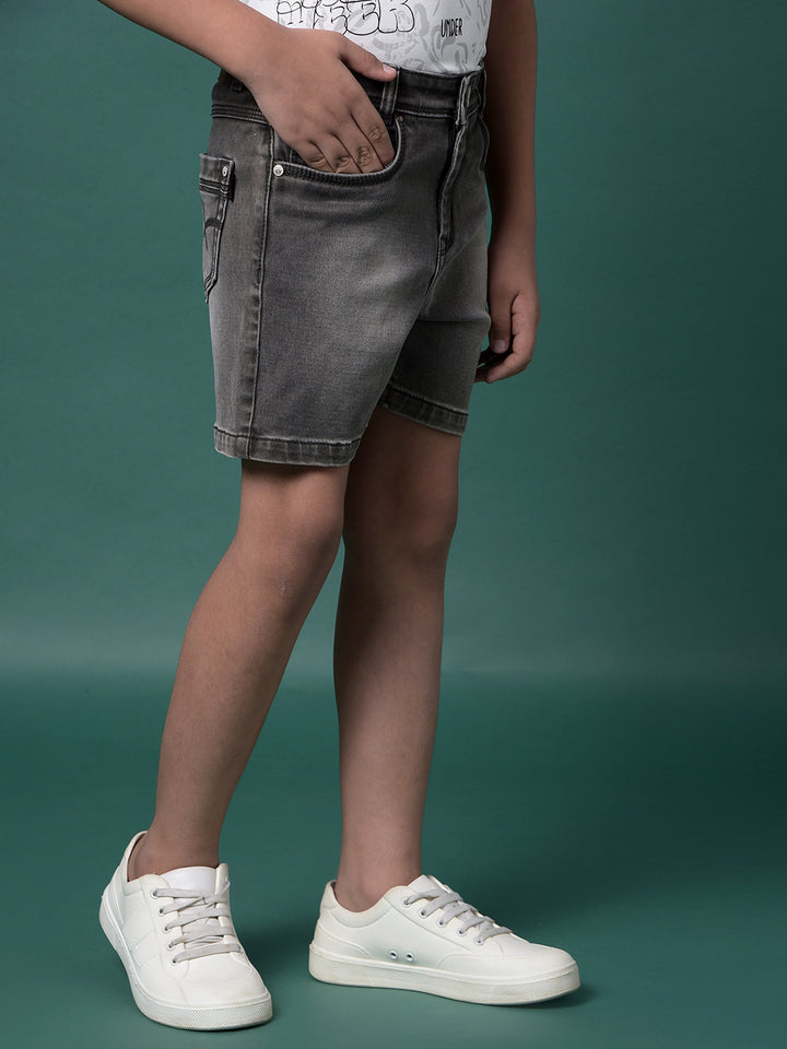 Grey Denim Shorts-Boys Shorts-Crimsoune Club