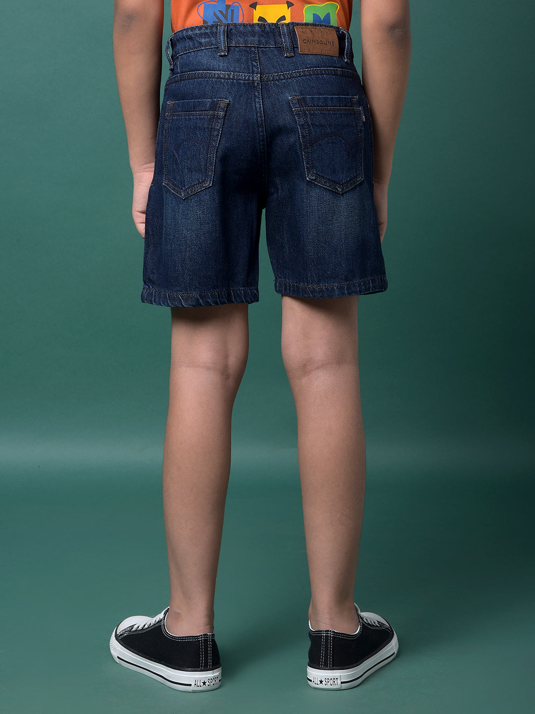 Navy Blue 100% Cotton Denim Shorts-Boys Shorts-Crimsoune Club