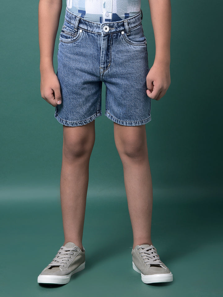 Blue 100% Cotton Shorts-Boys Shorts-Crimsoune Club