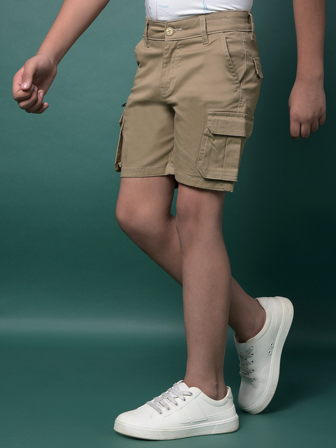 Khaki Cargo Shorts-Boys Shorts-Crimsoune Club