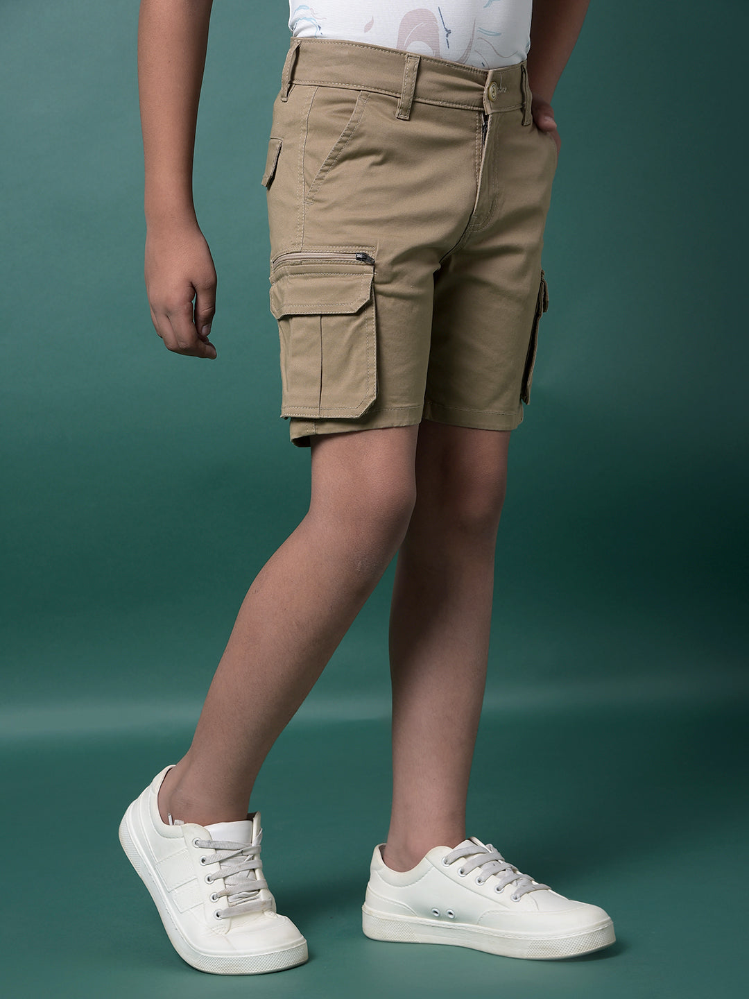 Khaki Cargo Shorts-Boys Shorts-Crimsoune Club