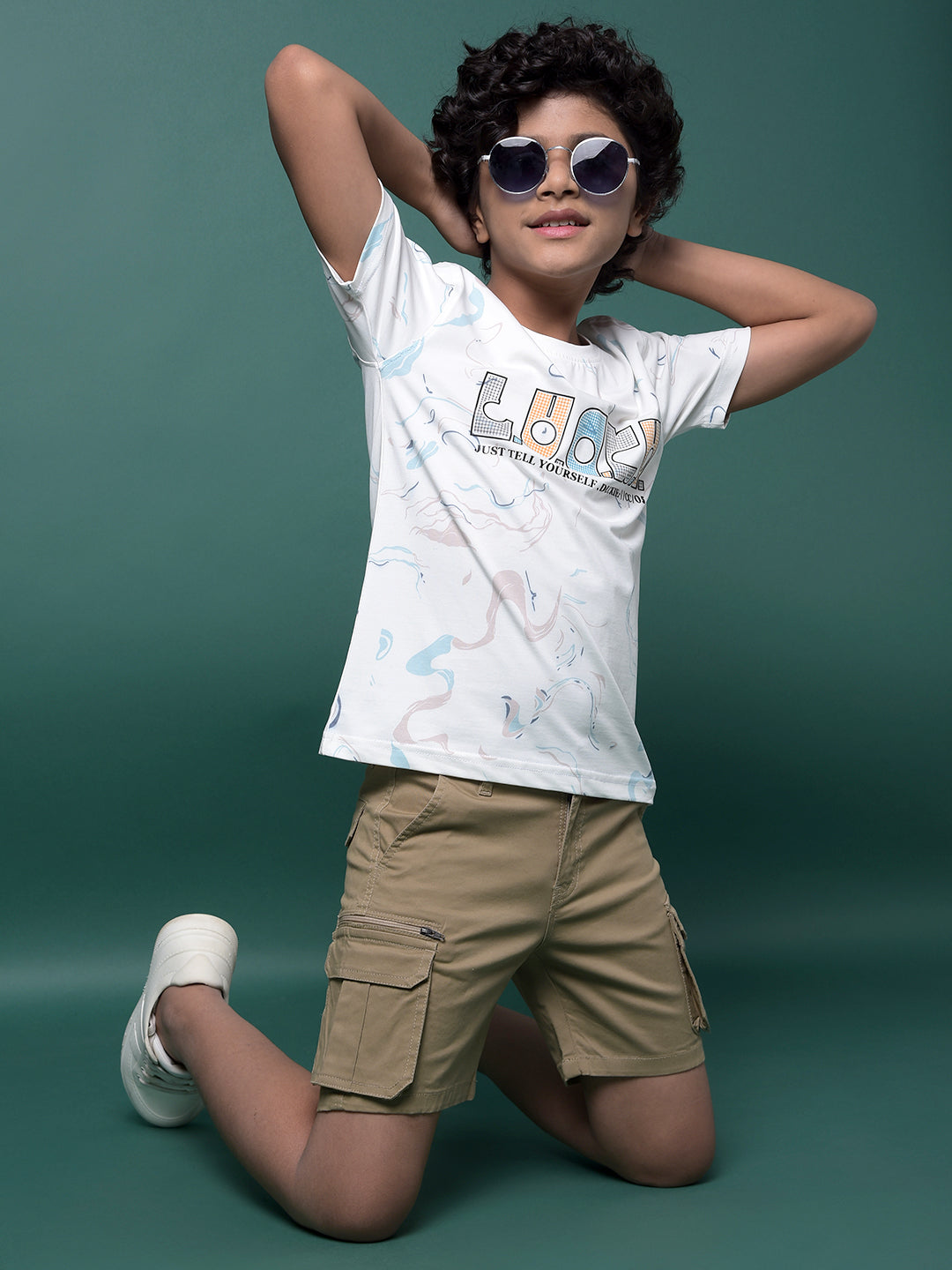 Khaki Cargo Shorts-Boys Shorts-Crimsoune Club