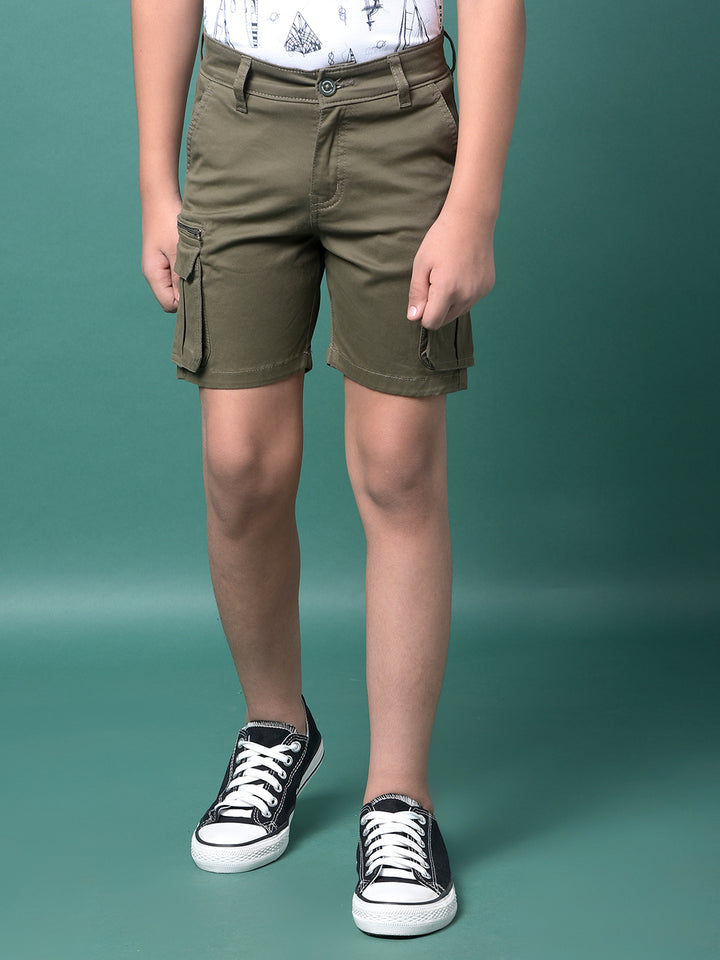 Olive Cargo Shorts-Boys Shorts-Crimsoune Club