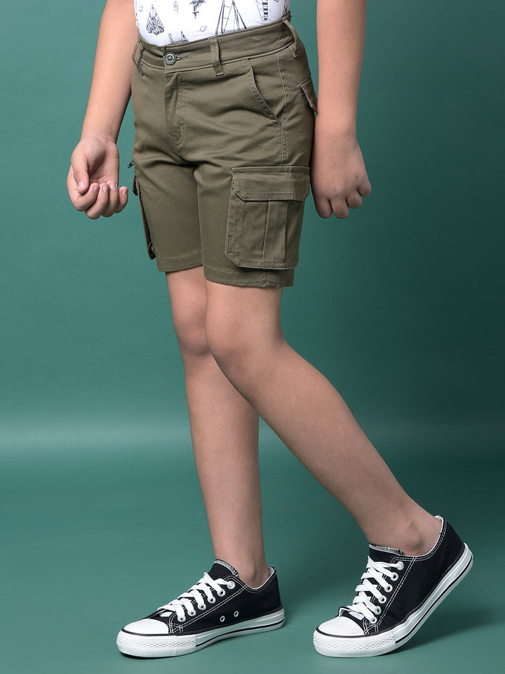 Olive Cargo Shorts-Boys Shorts-Crimsoune Club