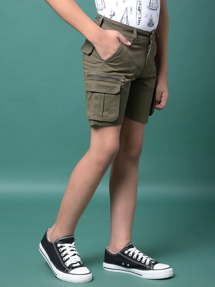 Olive Cargo Shorts-Boys Shorts-Crimsoune Club