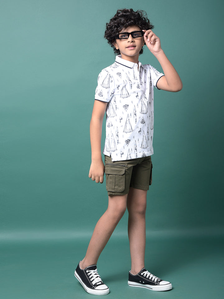 Olive Cargo Shorts-Boys Shorts-Crimsoune Club