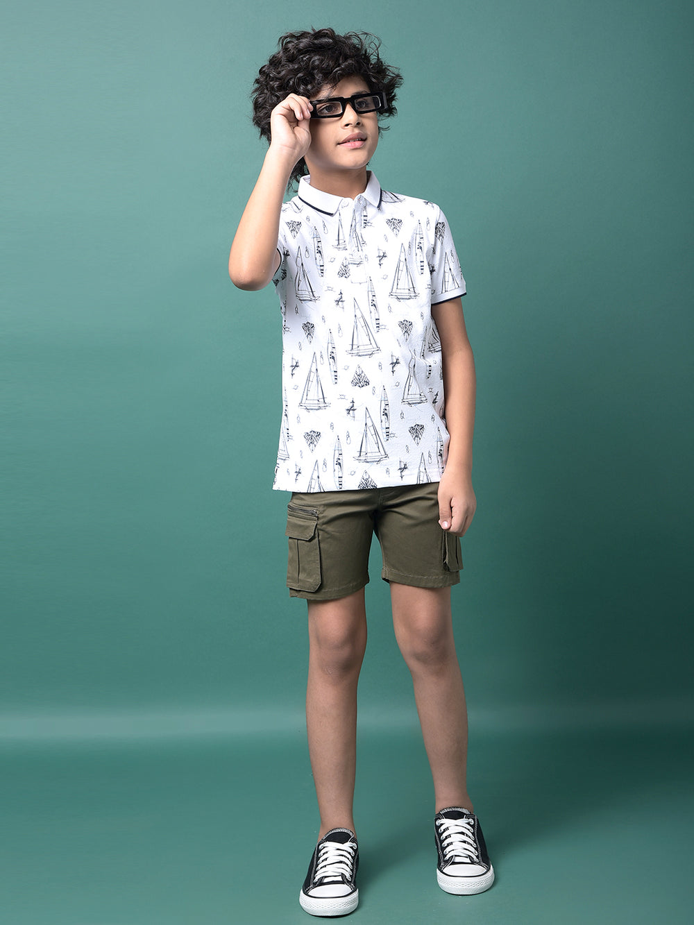 Olive Cargo Shorts-Boys Shorts-Crimsoune Club