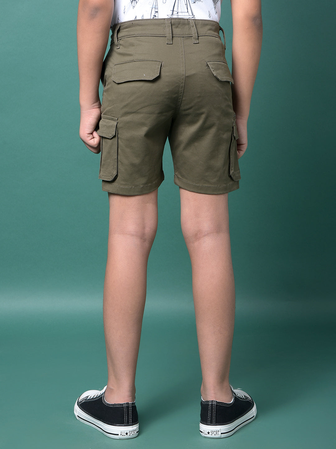 Olive Cargo Shorts-Boys Shorts-Crimsoune Club