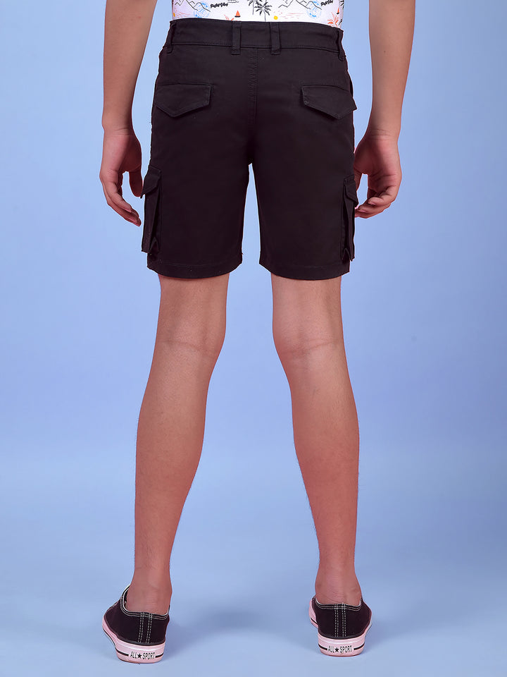 Black Cargo Shorts-Boys Shorts-Crimsoune Club
