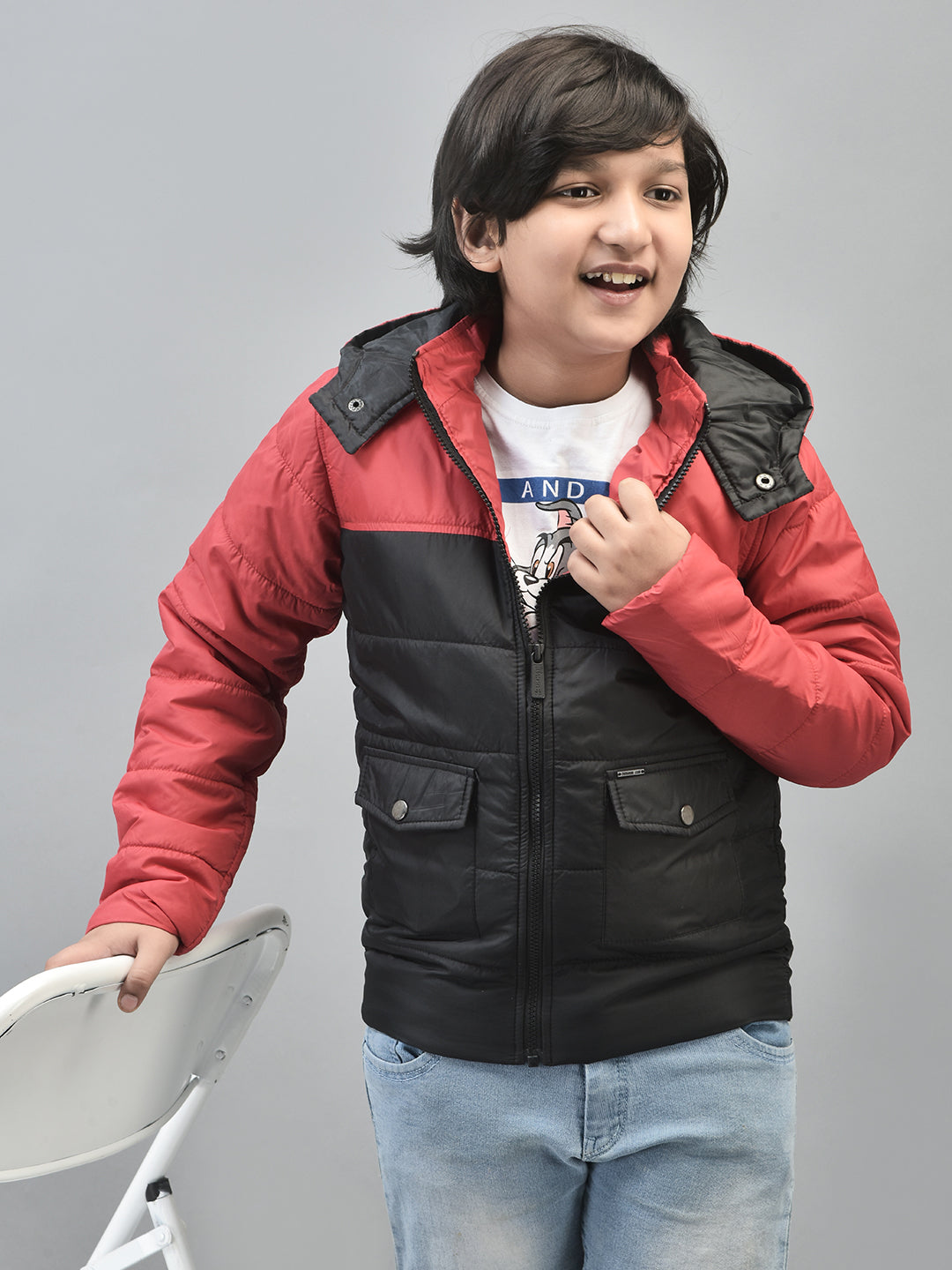 Red Colourblocked Jacket-Boys Jackets-Crimsoune Club