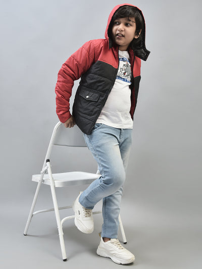 Red Colourblocked Jacket-Boys Jackets-Crimsoune Club