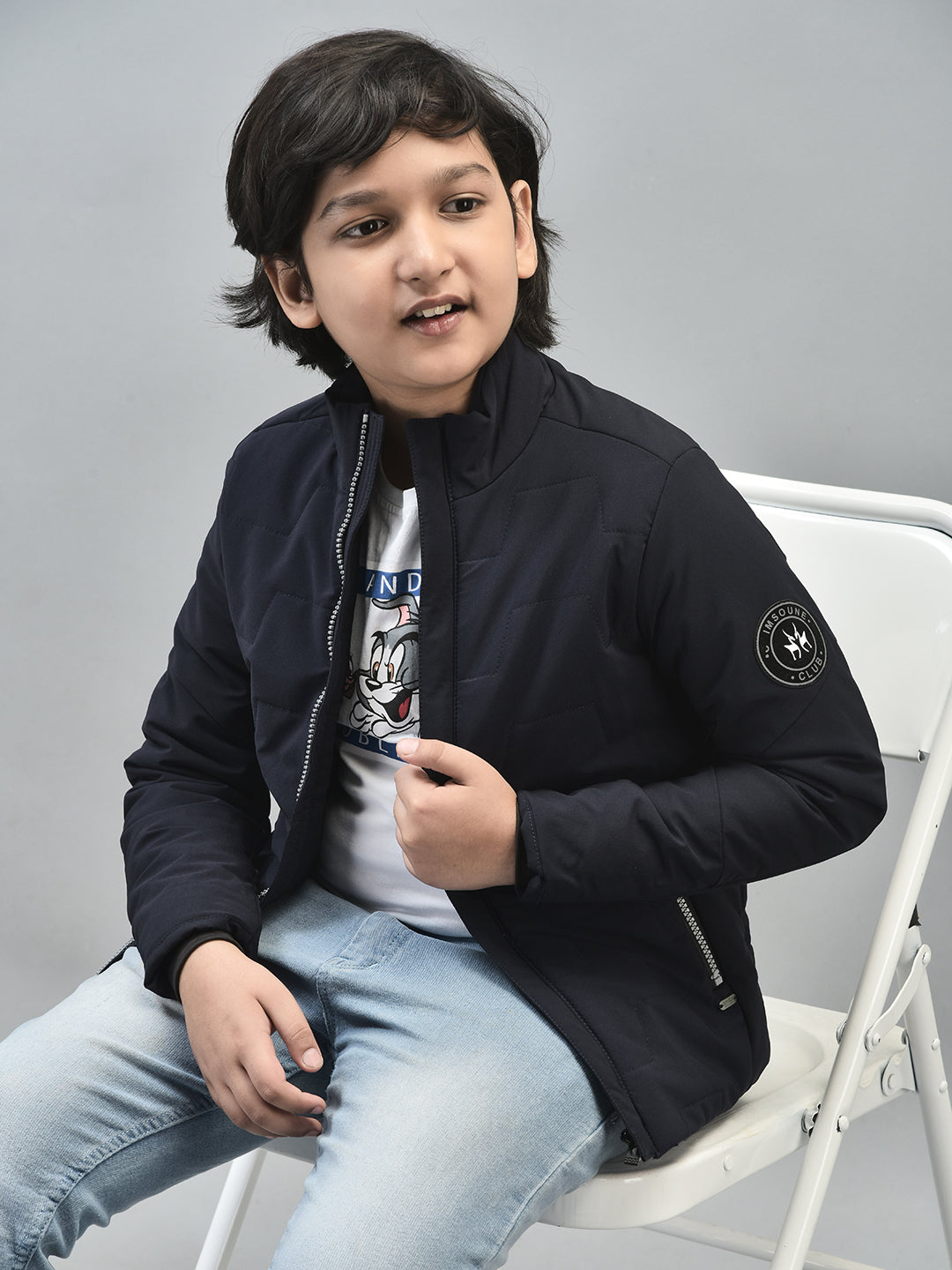 Navy Blue Puffer Jacket-Boys Jackets-Crimsoune Club