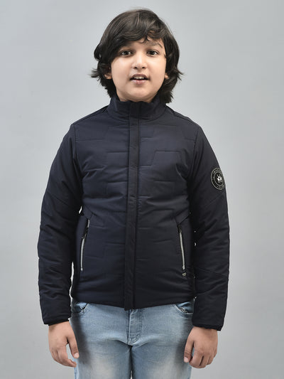 Navy Blue Puffer Jacket-Boys Jackets-Crimsoune Club