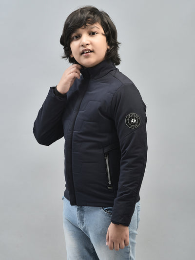 Navy Blue Puffer Jacket-Boys Jackets-Crimsoune Club