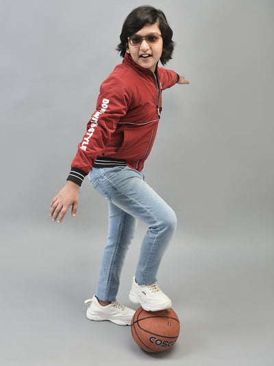 Red Bomber Jacket-Boys Jackets-Crimsoune Club