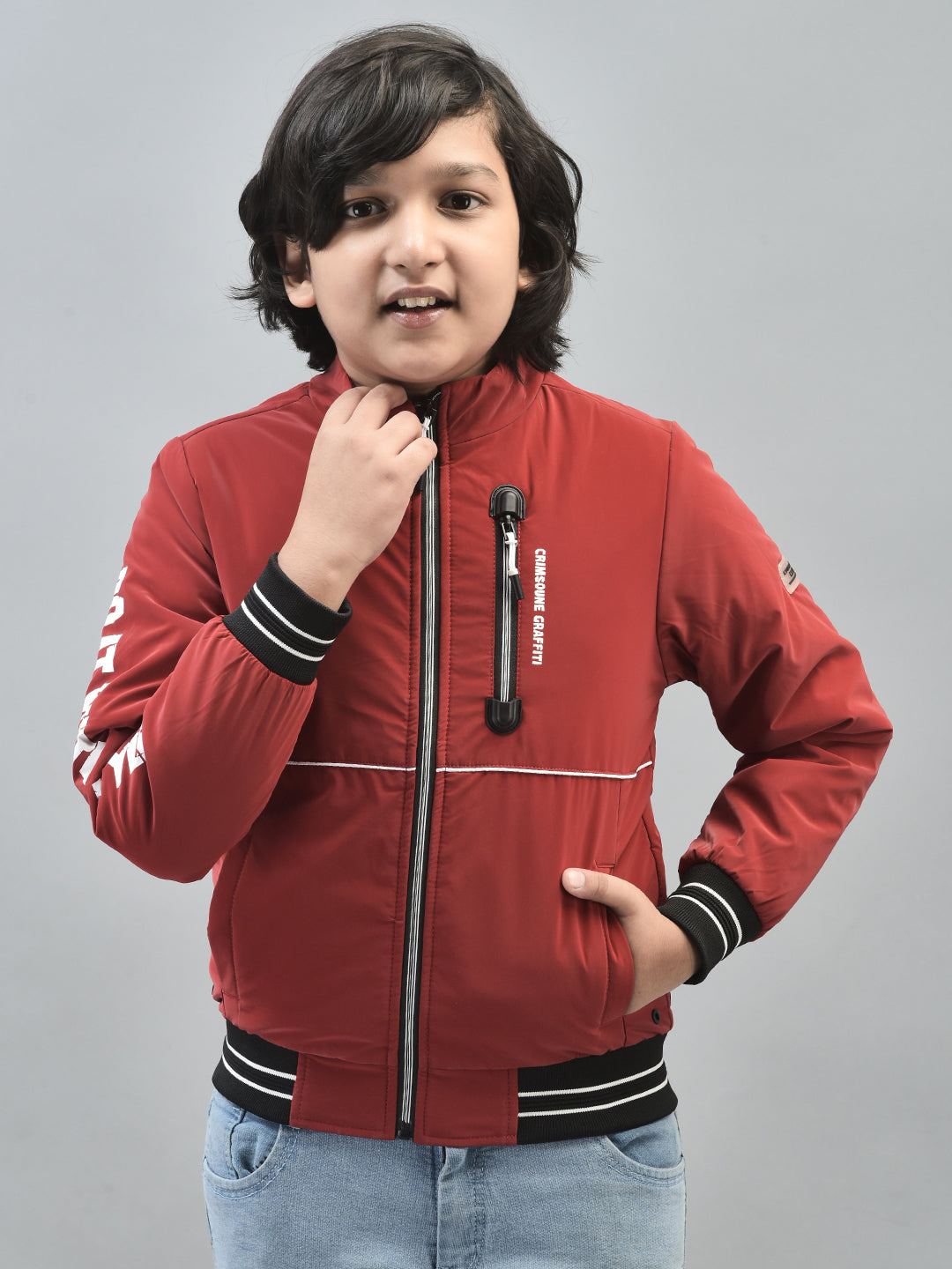 Red Bomber Jacket-Boys Jackets-Crimsoune Club