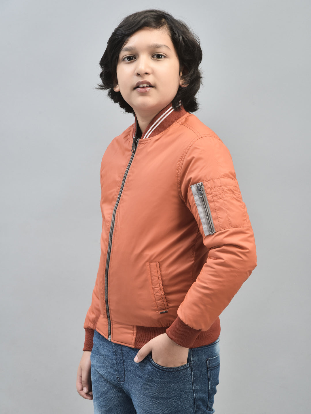 Orange Reversible Bomber Jacket-Boys Jackets-Crimsoune Club